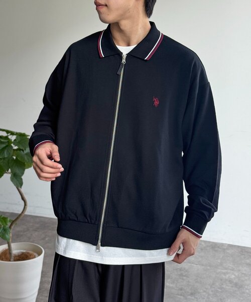 U.S. POLO ASSN.(ユーエスポロアッスン)の「【U.S. POLO ASSN.】鹿の子ジップブルゾン(ブルゾン・メンズ・アイボリー/ブラック/ネイビー/ブラウン・MEDIUM/LARGE)」の3枚目の写真