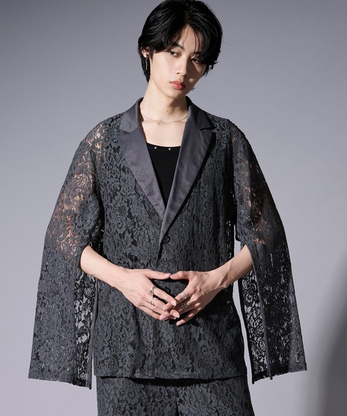 Ellno Loset（エルノロゼット）の「2wayコードレースジャケット/SETUP対応（テーラードジャケット・メンズ・ブラック/チャコール/ブルー・X-SMALL/SMALL/MEDIUM/LARGE）」の5枚目の写真