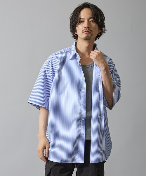 improves（インプローブス）の「接触冷感 速乾 ストライプ 半袖シャツ（シャツ/ブラウス・メンズ・ブルー系/グレー/ブルー/サックスブルー/ブラック・MEDIUM/LARGE/X-LARGE）」の3枚目の写真