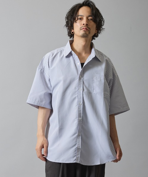 improves（インプローブス）の「接触冷感 速乾 ストライプ 半袖シャツ（シャツ/ブラウス・メンズ・ブルー系/グレー/ブルー/サックスブルー/ブラック・MEDIUM/LARGE/X-LARGE）」の4枚目の写真