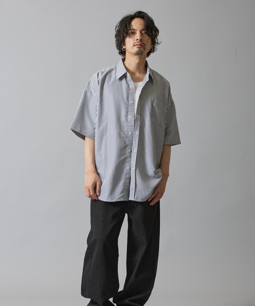 improves（インプローブス）の「接触冷感 速乾 ストライプ 半袖シャツ（シャツ/ブラウス・メンズ・ブルー系/グレー/ブルー/サックスブルー/ブラック・MEDIUM/LARGE/X-LARGE）」の6枚目の写真