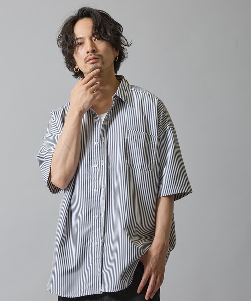 improves（インプローブス）の「接触冷感 速乾 ストライプ 半袖シャツ（シャツ/ブラウス・メンズ・ブルー系/グレー/ブルー/サックスブルー/ブラック・MEDIUM/LARGE/X-LARGE）」の8枚目の写真