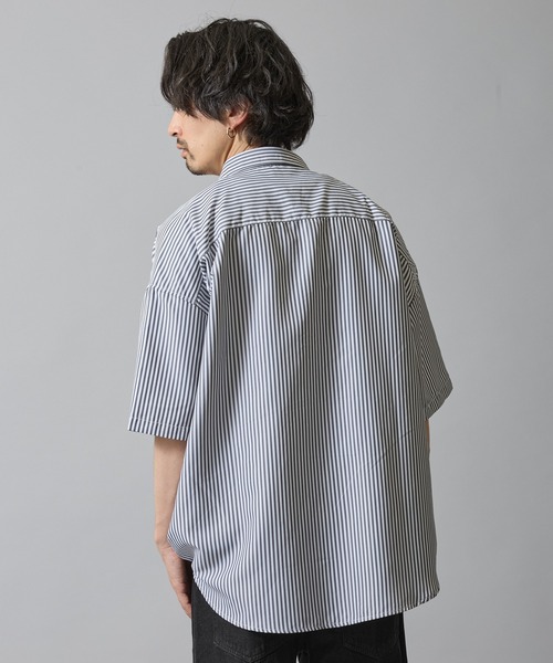 improves（インプローブス）の「接触冷感 速乾 ストライプ 半袖シャツ（シャツ/ブラウス・メンズ・ブルー系/グレー/ブルー/サックスブルー/ブラック・MEDIUM/LARGE/X-LARGE）」の9枚目の写真