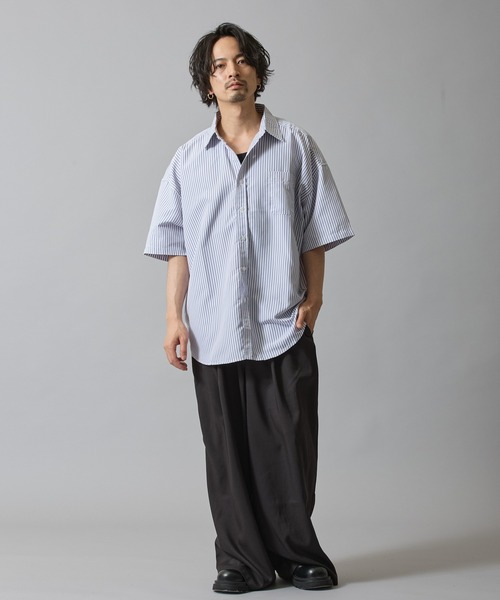 improves（インプローブス）の「接触冷感 速乾 ストライプ 半袖シャツ（シャツ/ブラウス・メンズ・ブルー系/グレー/ブルー/サックスブルー/ブラック・MEDIUM/LARGE/X-LARGE）」の19枚目の写真