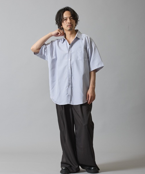 improves（インプローブス）の「接触冷感 速乾 ストライプ 半袖シャツ（シャツ/ブラウス・メンズ・ブルー系/グレー/ブルー/サックスブルー/ブラック・MEDIUM/LARGE/X-LARGE）」の21枚目の写真