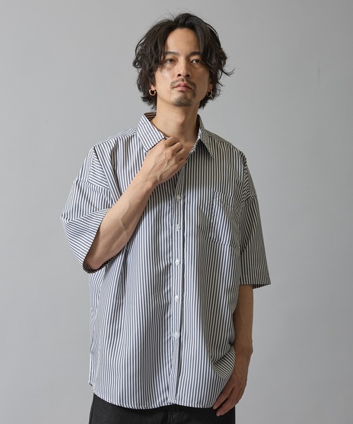 improves（インプローブス）の「接触冷感 速乾 ストライプ 半袖シャツ（シャツ/ブラウス・メンズ・ブルー系/グレー/ブルー/サックスブルー/ブラック・MEDIUM/LARGE/X-LARGE）」の13枚目の写真