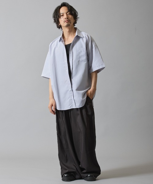 improves（インプローブス）の「接触冷感 速乾 ストライプ 半袖シャツ（シャツ/ブラウス・メンズ・ブルー系/グレー/ブルー/サックスブルー/ブラック・MEDIUM/LARGE/X-LARGE）」の14枚目の写真