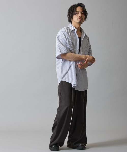 improves（インプローブス）の「接触冷感 速乾 ストライプ 半袖シャツ（シャツ/ブラウス・メンズ・ブルー系/グレー/ブルー/サックスブルー/ブラック・MEDIUM/LARGE/X-LARGE）」の15枚目の写真