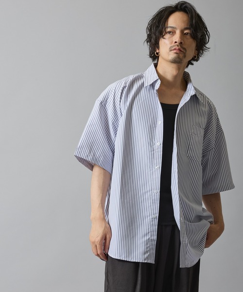 improves（インプローブス）の「接触冷感 速乾 ストライプ 半袖シャツ（シャツ/ブラウス・メンズ・ブルー系/グレー/ブルー/サックスブルー/ブラック・MEDIUM/LARGE/X-LARGE）」の16枚目の写真