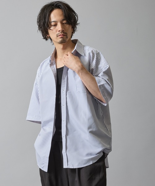 improves（インプローブス）の「接触冷感 速乾 ストライプ 半袖シャツ（シャツ/ブラウス・メンズ・ブルー系/グレー/ブルー/サックスブルー/ブラック・MEDIUM/LARGE/X-LARGE）」の17枚目の写真