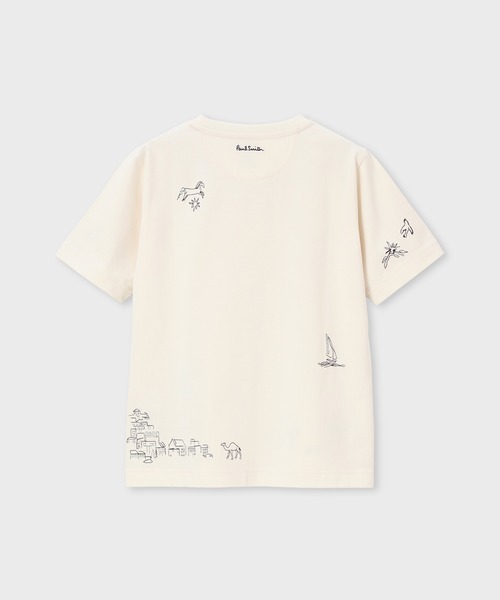 Paul Smith(ポールスミス)の「ウィメンズ ドローイングモチーフ Tシャツ / 165126 059VB(Tシャツ/カットソー・レディース・アイボリー/ローズ・MEDIUM)」の4枚目の写真