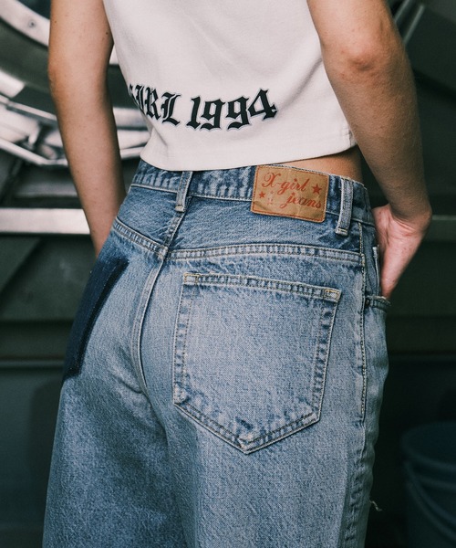 X-girl（エックスガール）の「WIDE LEG DENIM PANTS（デニムパンツ・レディース・ライトインディゴブルー・S/M）」の5枚目の写真