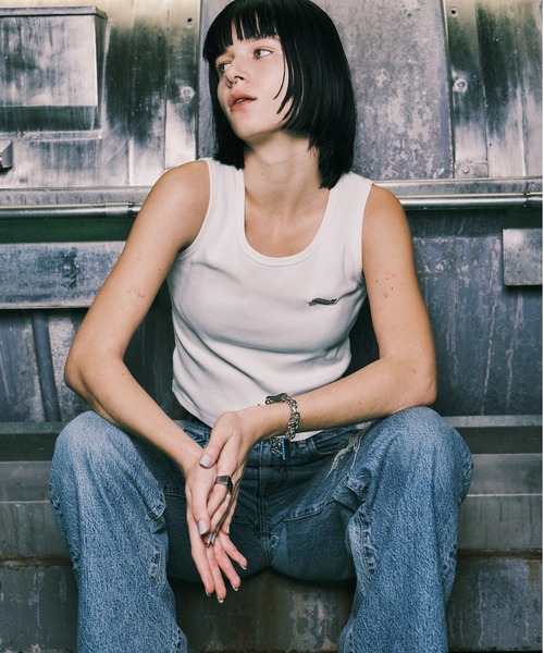 X-girl（エックスガール）の「WIDE LEG DENIM PANTS（デニムパンツ・レディース・ライトインディゴブルー・S/M）」の6枚目の写真