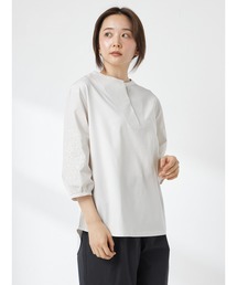 袖レース刺繍ロングプルオーバー
