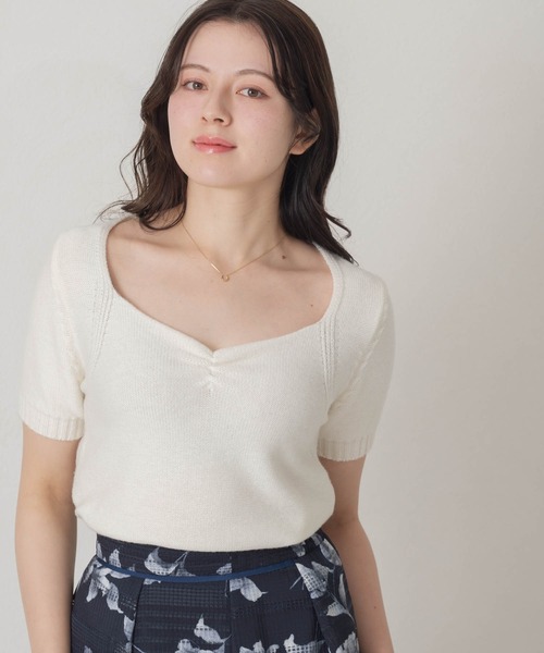 MISCH MASCH(ミッシュマッシュ)の「2026春夏新作 一部店舗限定 ニュアンススクエアネックニット(ニット/セーター・レディース・ホワイト/チャコールグレー/ブルー・フリ-)」の2枚目の写真