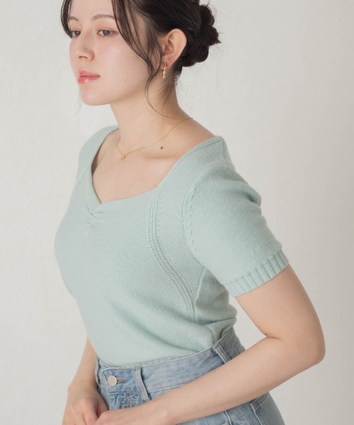 MISCH MASCH(ミッシュマッシュ)の「2026春夏新作 一部店舗限定 ニュアンススクエアネックニット(ニット/セーター・レディース・ホワイト/チャコールグレー/ブルー・フリ-)」の15枚目の写真