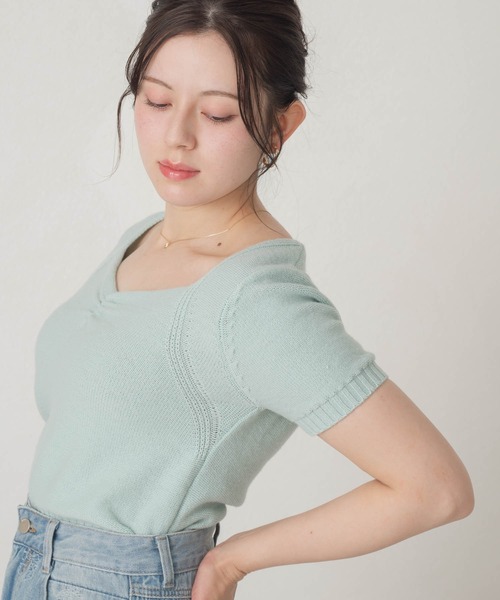 MISCH MASCH(ミッシュマッシュ)の「2026春夏新作 一部店舗限定 ニュアンススクエアネックニット(ニット/セーター・レディース・ホワイト/チャコールグレー/ブルー・フリ-)」の16枚目の写真