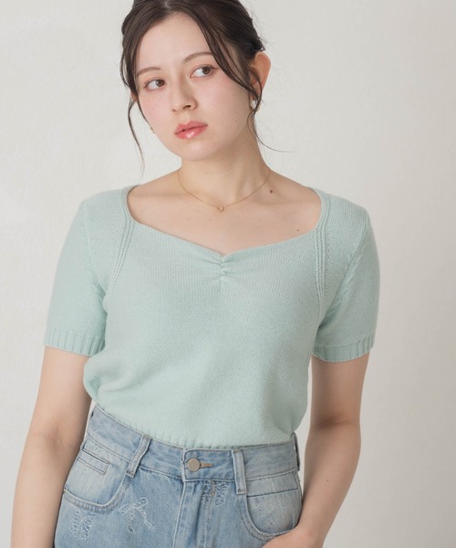 MISCH MASCH(ミッシュマッシュ)の「2026春夏新作 一部店舗限定 ニュアンススクエアネックニット(ニット/セーター・レディース・ホワイト/チャコールグレー/ブルー・フリ-)」の14枚目の写真