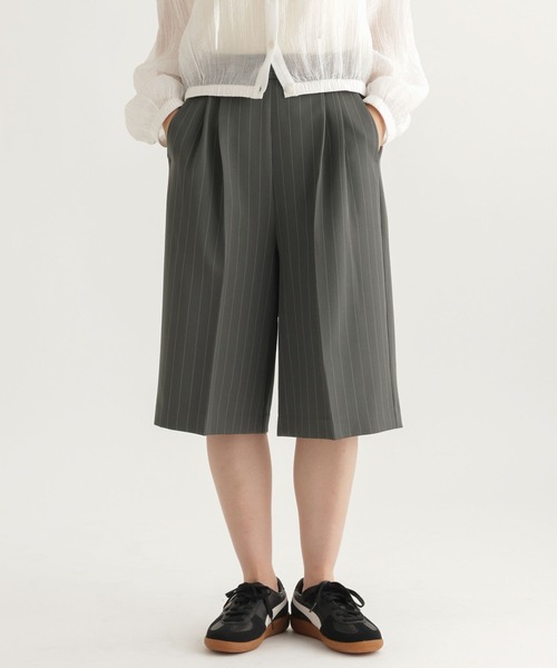 studio CLIP(スタディオクリップ)の「【daily CLIP】さらりストライプショートパンツ(スラックス・レディース・ブラウン/グレー・FREE)」の15枚目の写真