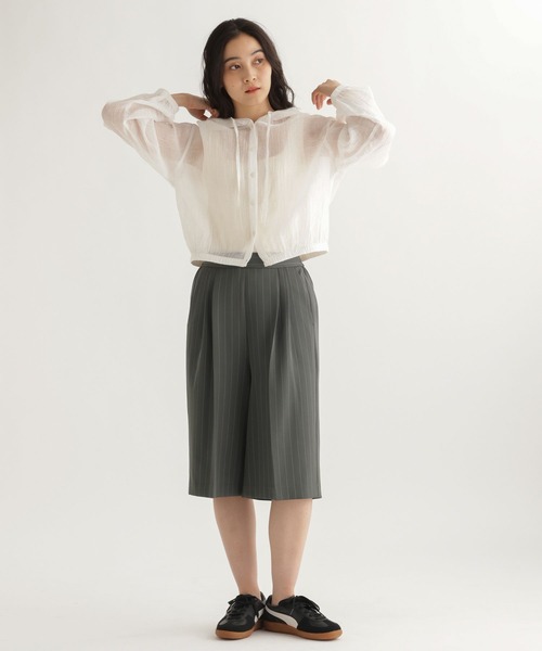 studio CLIP(スタディオクリップ)の「【daily CLIP】さらりストライプショートパンツ(スラックス・レディース・ブラウン/グレー・FREE)」の18枚目の写真