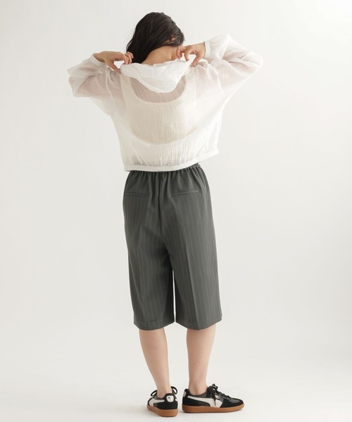 studio CLIP(スタディオクリップ)の「【daily CLIP】さらりストライプショートパンツ(スラックス・レディース・ブラウン/グレー・FREE)」の20枚目の写真