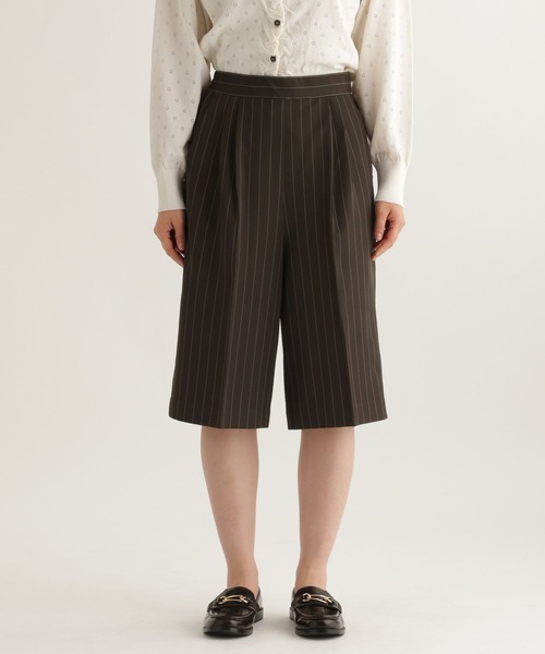 studio CLIP(スタディオクリップ)の「【daily CLIP】さらりストライプショートパンツ(スラックス・レディース・ブラウン/グレー・FREE)」の4枚目の写真