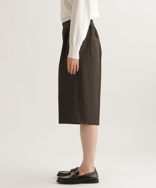 studio CLIP(スタディオクリップ)の「【daily CLIP】さらりストライプショートパンツ(スラックス・レディース・ブラウン/グレー・FREE)」の5枚目の写真