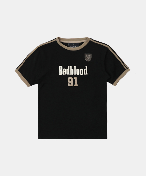 BADBLOOD(バッドブラッド)の「ヴィンテージクラブジャージリングTシャツ - ブラック(Tシャツ/カットソー・レディース・その他・M)」の1枚目の写真