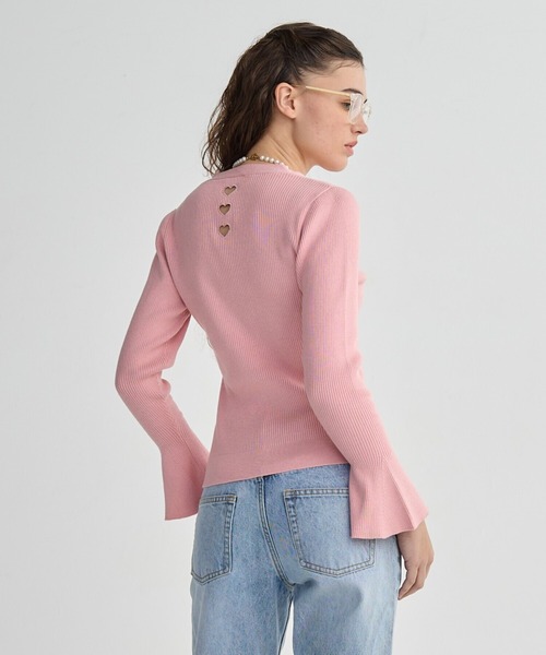 BIRTHDAY BASH（バースデイバッシュ）の「BACK HEART V NECK CARDIGAN（カーディガン/ボレロ・レディース・ブラック/ホワイト/ピンク・FREE）」の3枚目の写真