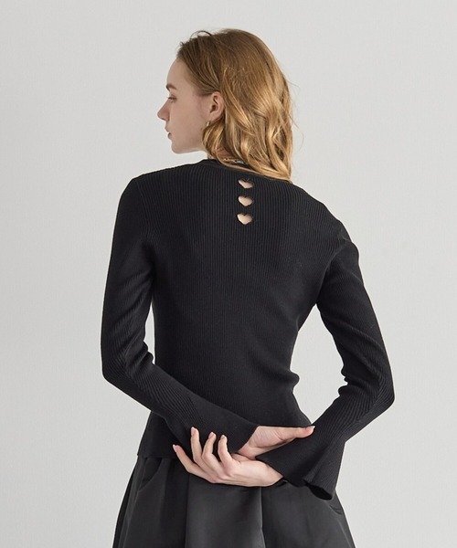 BIRTHDAY BASH（バースデイバッシュ）の「BACK HEART V NECK CARDIGAN（カーディガン/ボレロ・レディース・ブラック/ホワイト/ピンク・FREE）」の2枚目の写真