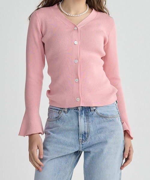 BIRTHDAY BASH（バースデイバッシュ）の「BACK HEART V NECK CARDIGAN（カーディガン/ボレロ・レディース・ブラック/ホワイト/ピンク・FREE）」の4枚目の写真