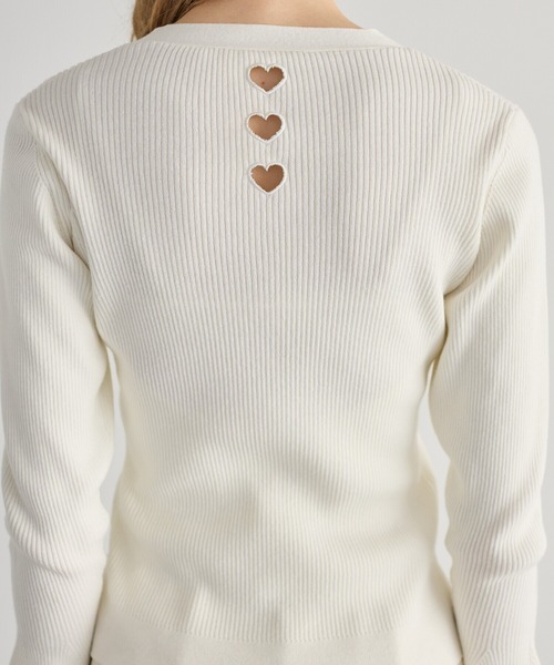 BIRTHDAY BASH（バースデイバッシュ）の「BACK HEART V NECK CARDIGAN（カーディガン/ボレロ・レディース・ブラック/ホワイト/ピンク・FREE）」の8枚目の写真