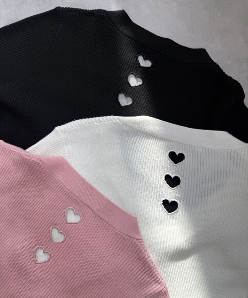 BIRTHDAY BASH（バースデイバッシュ）の「BACK HEART V NECK CARDIGAN（カーディガン/ボレロ・レディース・ブラック/ホワイト/ピンク・FREE）」の10枚目の写真