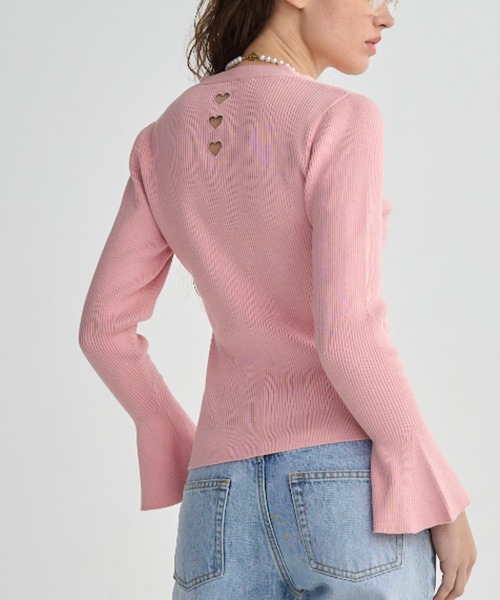 BIRTHDAY BASH（バースデイバッシュ）の「BACK HEART V NECK CARDIGAN（カーディガン/ボレロ・レディース・ブラック/ホワイト/ピンク・FREE）」の11枚目の写真