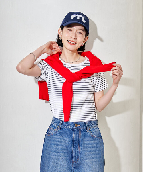 FREAK'S STORE（フリークスストア）の「コットンモダール クルーネック ボーダーTシャツ（Tシャツ/カットソー・レディース・ネイビー/サックスブルー/ブラック/グレー・MEDIUM/SMALL）」の2枚目の写真