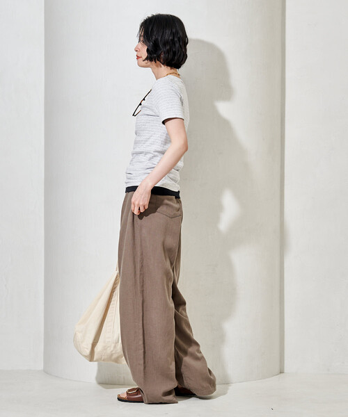 FREAK'S STORE（フリークスストア）の「コットンモダール クルーネック ボーダーTシャツ（Tシャツ/カットソー・レディース・ネイビー/サックスブルー/ブラック/グレー・MEDIUM/SMALL）」の10枚目の写真