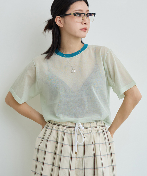 IENA LA BOUCLE（イエナラブークル）の「IENA LA BOUCLE シアーTシャツニット（ニット/セーター・レディース・ダークブルー/グリーン系その他/ブラック系その他・FREE）」の2枚目の写真