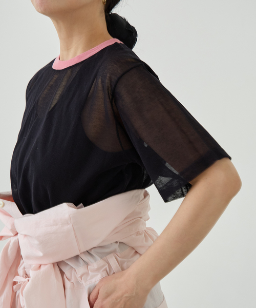 IENA LA BOUCLE（イエナラブークル）の「IENA LA BOUCLE シアーTシャツニット（ニット/セーター・レディース・ダークブルー/グリーン系その他/ブラック系その他・FREE）」の7枚目の写真