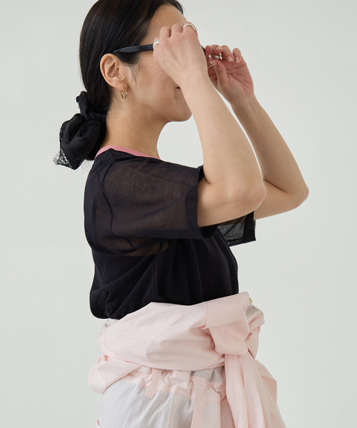 IENA LA BOUCLE（イエナラブークル）の「IENA LA BOUCLE シアーTシャツニット（ニット/セーター・レディース・ダークブルー/グリーン系その他/ブラック系その他・FREE）」の8枚目の写真