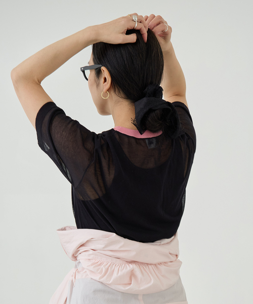 IENA LA BOUCLE（イエナラブークル）の「IENA LA BOUCLE シアーTシャツニット（ニット/セーター・レディース・ダークブルー/グリーン系その他/ブラック系その他・FREE）」の9枚目の写真