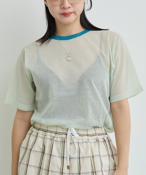IENA LA BOUCLE（イエナラブークル）の「IENA LA BOUCLE シアーTシャツニット（ニット/セーター・レディース・ダークブルー/グリーン系その他/ブラック系その他・FREE）」の17枚目の写真