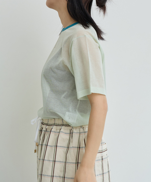 IENA LA BOUCLE（イエナラブークル）の「IENA LA BOUCLE シアーTシャツニット（ニット/セーター・レディース・ダークブルー/グリーン系その他/ブラック系その他・FREE）」の18枚目の写真