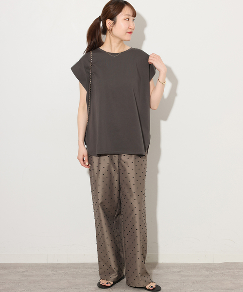 JOURNAL STANDARD relume（ジャーナルスタンダード　レリューム）の「オーガニックコットン汗染み防止タックプルオーバー（Tシャツ/カットソー・レディース・ブラック系その他/キャメル/ホワイト/ライトグレー・FREE）」の5枚目の写真