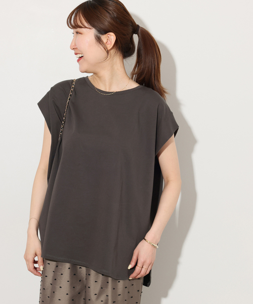 JOURNAL STANDARD relume（ジャーナルスタンダード　レリューム）の「オーガニックコットン汗染み防止タックプルオーバー（Tシャツ/カットソー・レディース・ブラック系その他/キャメル/ホワイト/ライトグレー・FREE）」の9枚目の写真