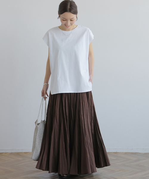 JOURNAL STANDARD relume（ジャーナルスタンダード　レリューム）の「オーガニックコットン汗染み防止タックプルオーバー（Tシャツ/カットソー・レディース・ブラック系その他/キャメル/ホワイト/ライトグレー・FREE）」の21枚目の写真
