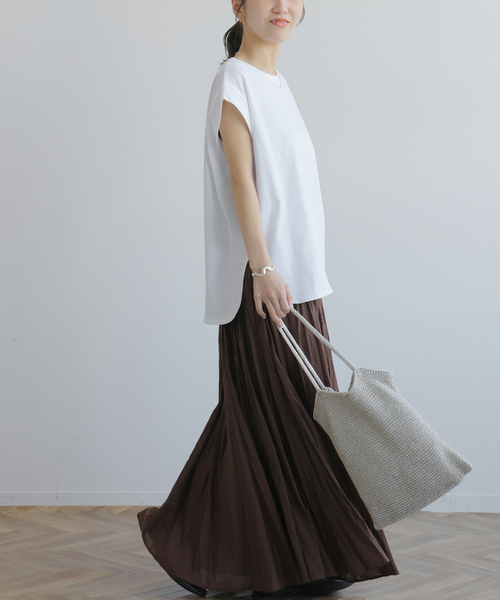 JOURNAL STANDARD relume（ジャーナルスタンダード　レリューム）の「オーガニックコットン汗染み防止タックプルオーバー（Tシャツ/カットソー・レディース・ブラック系その他/キャメル/ホワイト/ライトグレー・FREE）」の22枚目の写真