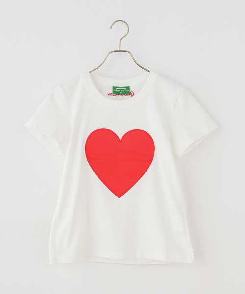 U by SPICK&SPAN（ユーバイスピックアンドスパン）の「GREEN BUTTER/グリーンバター Heart Applique Tee（Tシャツ/カットソー・レディース・アイボリー/チャコールグレー・SMALL）」の2枚目の写真