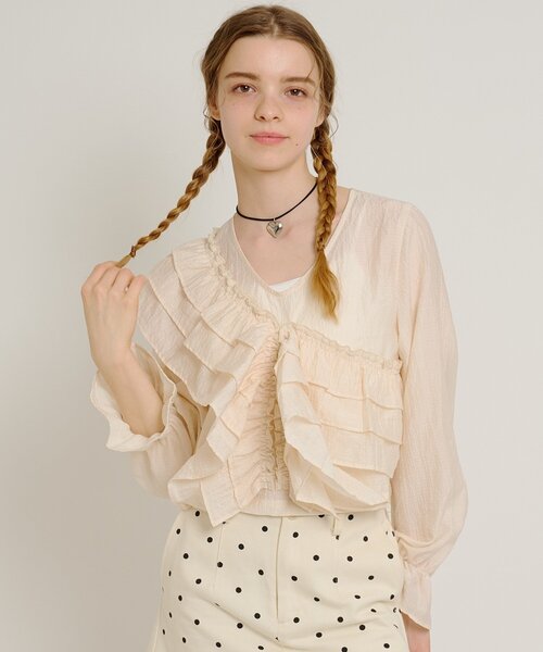 w closet（ダブルクローゼット）の「【6色展開/前後着用可能】2wayフリルブラウス（シャツ/ブラウス・レディース・ブルー/オフホワイト/ブラック/アイボリー/イエロー/ブラック系その他・FREE）」の21枚目の写真