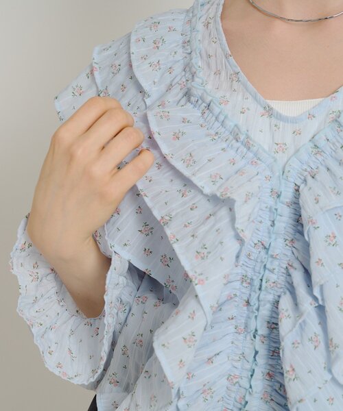 w closet(ダブルクローゼット)の「【6色展開】2wayフリルブラウス シアーシャツ(シャツ/ブラウス・レディース・ブルー/オフホワイト/ブラック/アイボリー/イエロー/ブラック系その他・FREE)」の21枚目の写真