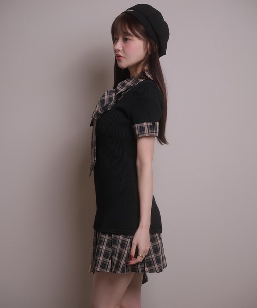 LIPSERVICE（リップサービス）の「リボンシャツドッキングワンピース（シャツワンピース・レディース・ブラック/ネイビー/ベージュ・FREE）」の13枚目の写真
